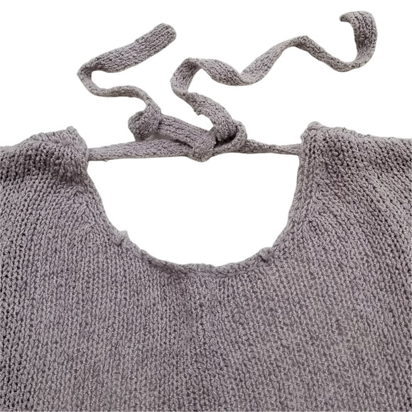 Missguided Sweater Crop Womens Size 4 Lilac Scoop Back Tie Neck - Picture 9 of 12